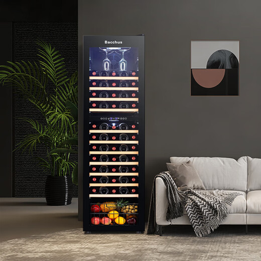 Bacchus Ice Bar 75 Bottles Constant Temperature Embedded Wine Cabinet Living Room Refrigerator Household Wine Cellar Level Wine Cabinet Sake Beer Wine Refrigerator Office Restaurant Tea Cabinet YC-208 Air-cooled Dual Temperature Hanging Cup 60 Bottles
