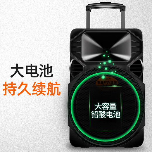 SANSUI A12-66 12-inch Square Dance Speaker Outdoor Karaoke Subwoofer Bluetooth Speaker Portable Karaoke Mobile Stage Trolley Speaker High-Power Amplifier Basic Version (12-inch Subwoofer + No Microphone)