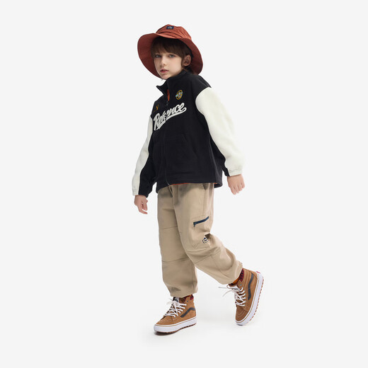 Maqidun (MQD) MQD Kinderkleidung Jungen für Frühling und Herbst Wärme Fleece College -Ständer Collar Cardigan Kinder Top Black 140