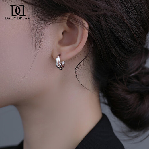 DAISY DREAM925 Silver Needle Multi-Layer Earrings 2025 New Simple Versatile Trendy Earrings Niche Unique Commuting Ear Jewelry Silver Multi-Layer Earrings