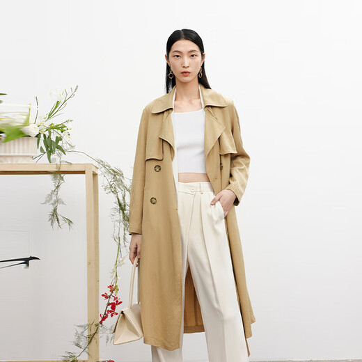 
Maimeng MM British style Korean classic spring mid-length windbreaker jacket women's shopping mall same fashion commuting beige 5998169072-1 XS