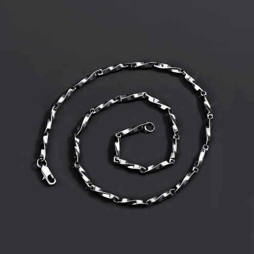 Ililo Mobius Necklace Men's Plain Chain Trendy Brand Versatile Light Luxury Clavicle Chain Titanium Steel Jewelry Silver Sweater Chain Necklace Moebius Necklace 55cm