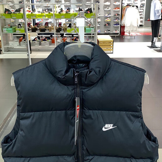 Nike (Nike) Coton Gilet Men's Men's Automne and Winter Stand Collier Veste de coton chaude en coton Coton Veste sans manches décontractée FB7374-010 S