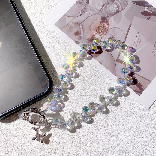 Dipur Light Luxury Chaîne de téléphonie mobile Lanyard poignet Couleur courte transparente Crystal Crystal Per perlé à la main Anti-Lost Chaîne de téléphonie mobile Lanyard Anti-Lost Chaîne de téléphonie mobile Lanyard Téléphone mobile Décoration suspendue