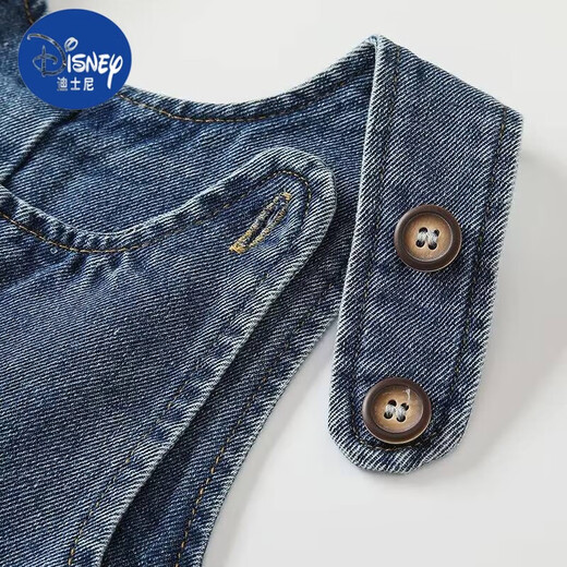 Disney baby denim overalls 2025 spring and summer style for children, boys and girls, 1 to 3 years old, stylish loose overalls for outer wear, blue overalls, size 90, height 90, detachable