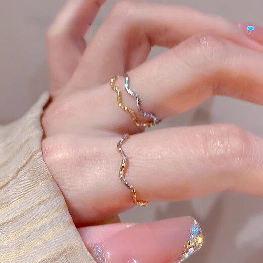 Fat Donglai's same style boutique tail ring for women's little finger rose gold 18k gold ring ring for women's fashionable personality ins set of two. You can remark the color and the number. No. 6 (corresponding to counter number 11-13)