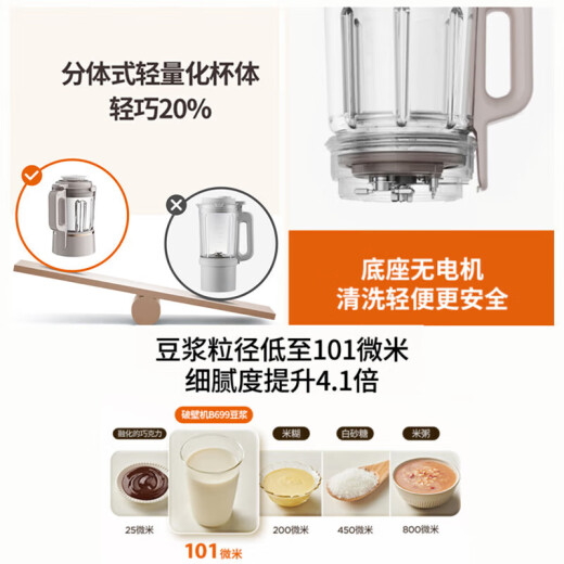 九阳（Joyoung）破壁机变频无刷电机多重降噪触控彩屏1.5L大容量家用榨汁机豆浆机多功能搅拌机 B699 轻音低至39分贝