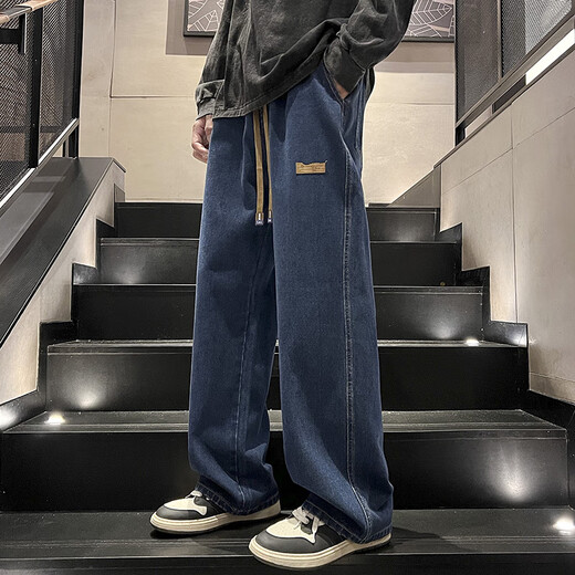 Weijue Jeans Men's New Autumn and Winter Straight Leg Loose Pants Men's Teenagers 2025 Boys' Wide Leg Casual Pants Black Gray XL Size (110Jin Jin is equal to 0.5kg -145Jin Jin is equal to 0.5kg)
