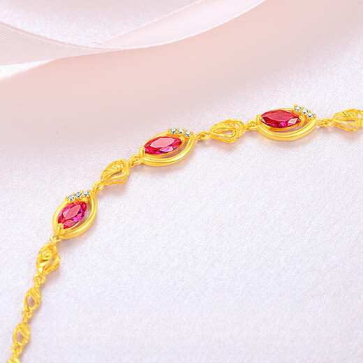 Haikai bracelet women's high-end red gem luxury jewelry 24 gold K bracelet Chinese Valentine's Day birthday gift 24 gold ruby bracelet