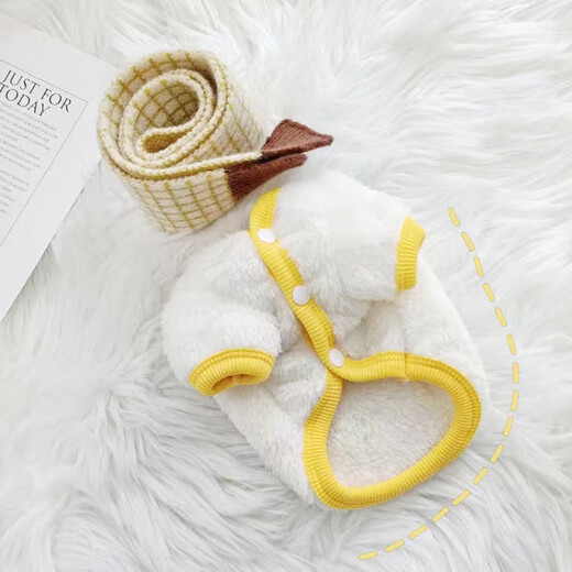 Runhuanian pet dog new year clothes cat Teddy Pomeranian bear Christmas elk coral velvet cotton four-legged warm winter clothes ins yellow-edged sweater [warm buckle two feet] L[reference 5-8 Jin[Jin equals 0.5 kg]]