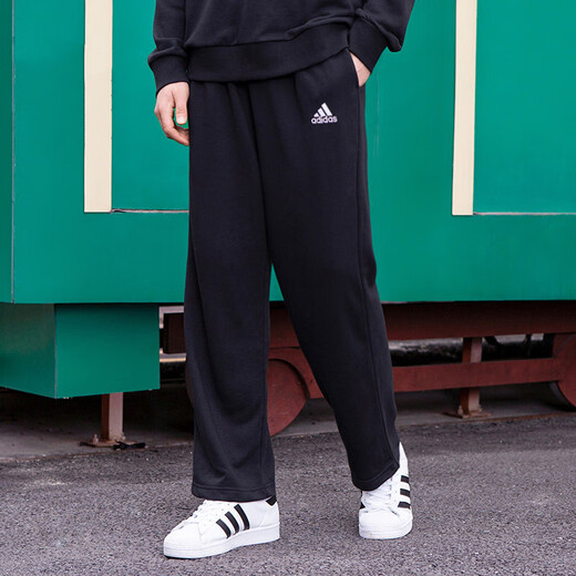 Adidas trousers men's trousers 2025 autumn and winter knitted velvet trousers and sweatpants running fitness loose casual sports pants IC9425/knitted straight/small label S