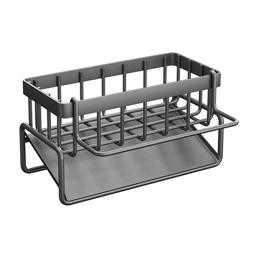 Bailu kitchen rack sink rag drain rack faucet sink dishwashing detergent steel ball storage rack artifact kitchen sink rack with rod gun gray
