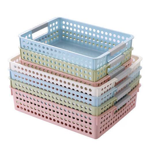 Songhefan Japanese rectangular desktop file storage basket storage basket office storage basket plastic A4 file basket miscellaneous short medium size (blue)