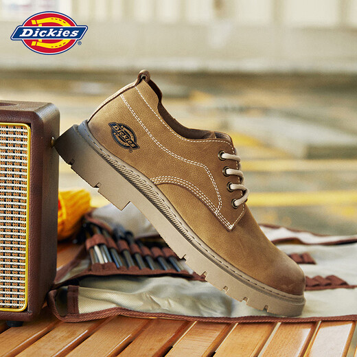 Dickies work shoes men's shoes casual leather shoes trendy low top British style big-head leather shoes versatile casual shoes brown 43