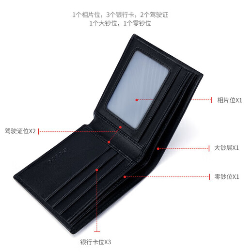 Golf (GOLF) men's wallet first-layer cowhide horizontal wallet multi-card slot short wallet lightweight gift box gift for boyfriend