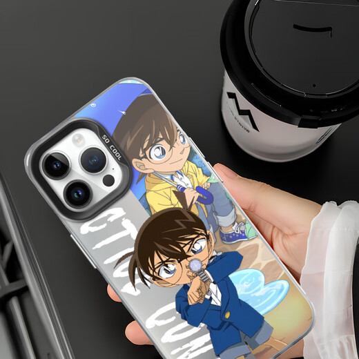 Kuai Teow Detective Conan Apple Case de teléfono iPhone 16Pro/13/11Promax Huawei Nova7/Honor X40 Cute 70/Xiaomi 14 Detective Ultra Protection Conan 9272 Color Silver IMD-Gray Black iPhone 15 Pro 15 Pro