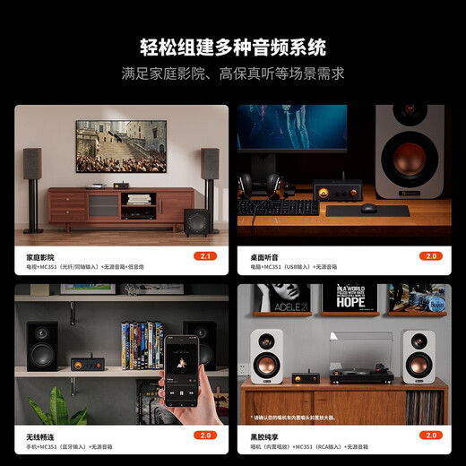 FOSI AUDIO MC351 mini Bluetooth digital amplifier HIFI audiophile grade high power with decoding lossless sound quality high fidelity 2.1 channel retro VU meter black [48V/5A power supply]