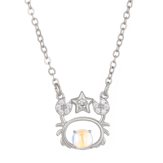 Tongrubi 2023 exclusive necklace for twelve zodiac signs to send girlfriend's temperament diamond-inlaid hollow moonstone pendant clavicle chain gift Aries K-1478