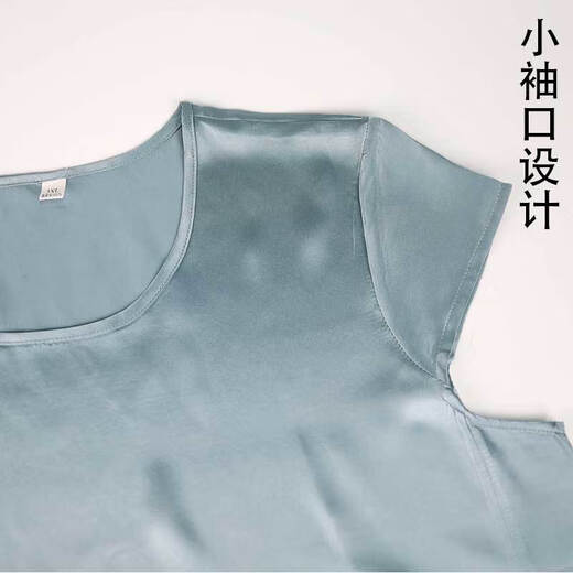 圆领打底衫100%桑蚕丝有袖外穿孝敬中老年真丝背心真丝吊带女 826 XL