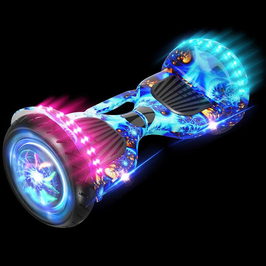 Hatsune Electric Balance Car for Adults and Children 6-12-10-15 Years Old Intelligent Two-Wheeled Parallel Car with Bars - 6.5-inch Camouflage Blue + Luminous Wheel + Bluetooth