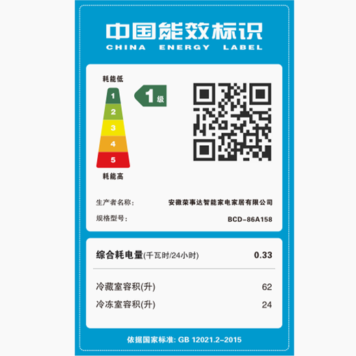 Royalstar Double Door Refrigerator Small Mini Class 1 Energy Efficiency Refrigerator Freezer Rental Household Refrigerator 86A158 Class 1 Energy Efficiency, About One Electricity in Three Days