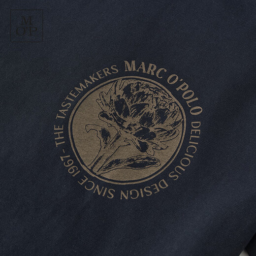 Marc O'Polo/MOP【商场同款】春季新款纯棉胸口印花宽松短袖T恤男 黑藏青898 S