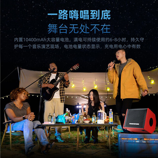 Desheng OD200 outdoor road singing audio live broadcast internal recording guitar playing karaoke high power musical instrument speaker OD200 black standard version