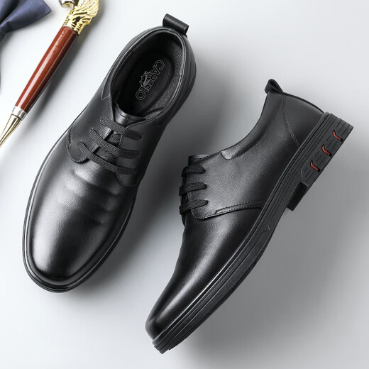 Cartelo Chaussures en cuir masculin Business Formel Wear Chaussures pour hommes Soft Sole Breatch Low Top British Casual Le cuir Chaussures Men 9900 Black 40