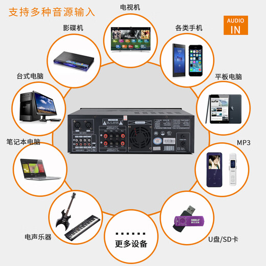 SHILE AV-108 professional power amplifier home theater karaoke power amplifier KTV stage conference room fixed resistance high power amplifier