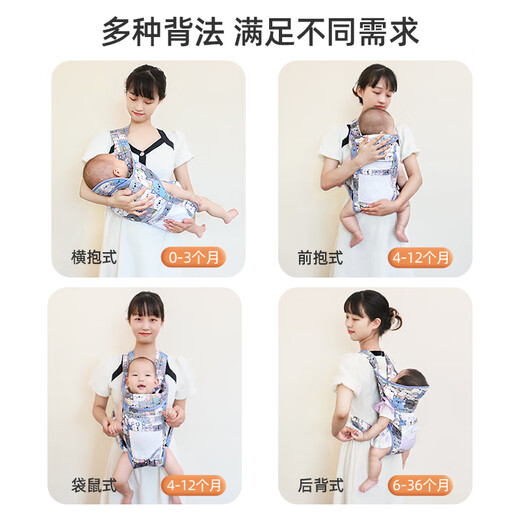 Ken Meng Baby Baby Strap delantera y trasera horizontal sosteniendo el bebé transpirable Simple saliendo y sosteniendo el artefacto del bebé libera la nueva vida del bosque multifuncional estilo neto transpirable (sosteniendo la sostenimiento horizontal 0-36 meses)