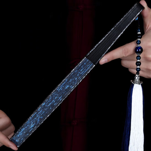 German quality titanium alloy kung fu fan ancient style high-end exquisite folding fan stone pattern martial arts kung fu iron fan steel bone anti-stone pattern nine-inch snake repair