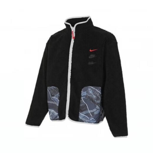 Nike (Nike) Veste du haut du printemps et automne pour hommes Nouveaux imitation chaude Lamb Velvet Stand Collar Fashion Sportswear Veste décontractée FZ6194-010 / Black / Year of Dragon Limited M (170) / suggéré 120-130jin [Jin est égal à 0,5 kg]