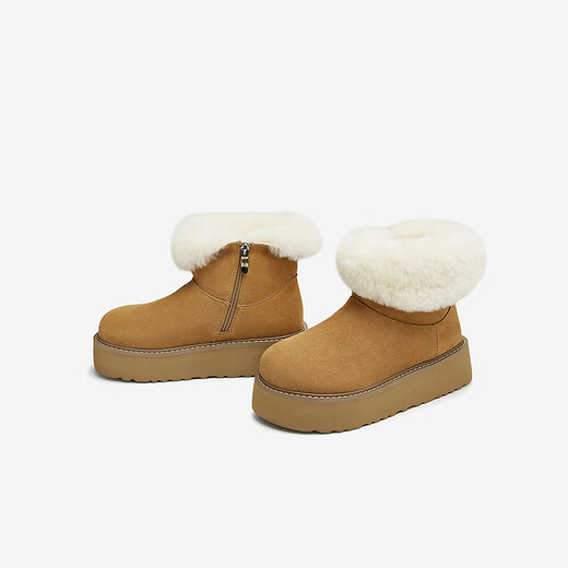 Bestou Mianmian Snow Winter Shopping Mall New Warm Snow Boots Birkenstock Chaussures épaisse semelles Coton pour femmes L5228DD4 Camel 37