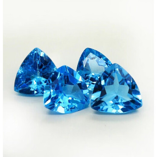 Shuque natural blue topaz Swiss blue sky blue oval water drop round ring surface bare stone completely clean DIY round 4*4