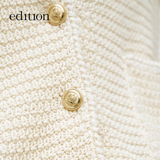 edition knitted cardigan for women spring new style gentle and delicate small fragrance style crochet hollow blouse jacket rice apricot color M