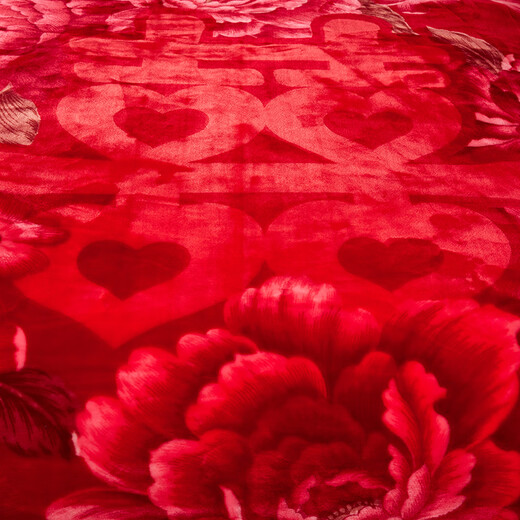 Jieliya Dahong Hochzeit Festival Winter verdickte warme Doppelschicht -Decke Single Double Decke Koralle Fleece Quilt 653 Dahong 150x200 cm ungefähr 4 Jin [Jin ist 0,5 kg]