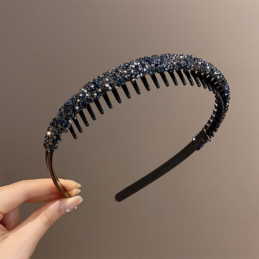 Dongyi carefully selected hairbands for women, high-end headwear for going out, headbands for students, face wash hairpins with teeth, anti-slip diamond blue model