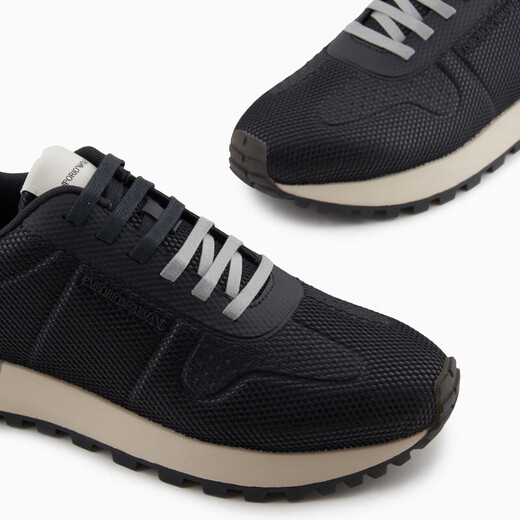 ARMANI NEUER MEN DICKEN SOLE MESH SNEAKERS EA Brand Logo Schnüre-up-Low-Top-Casos-Schuhe Mode große Namen Herrenschuhe Navy X4x684 (U555) Größe 40.5