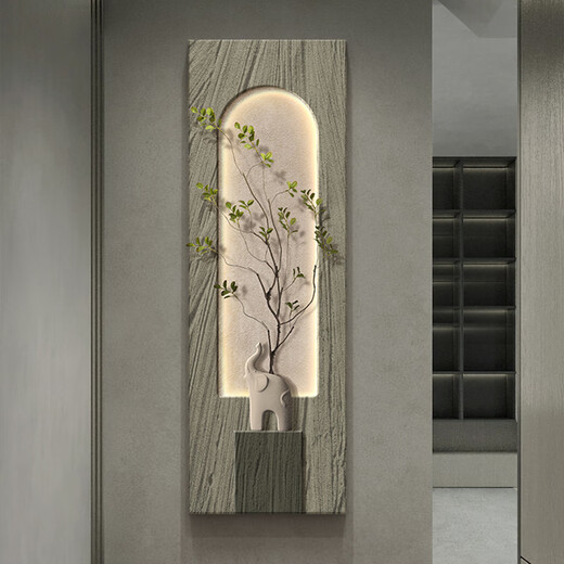 Fujinmen moderne einfache Eingangsanlagen, ein hoher Sinn, Gangkorridor, Ende des Korridors, dreidimensionales Wohnzimmer-Eingangstor Wandgemälde, Stil A-Branch und Blätter Fusu (Fzh01) 40*120 cm, gewöhnlicher Stil nicht luminöser + drei-schichtlich dreidimensionaler Sandsteinmalereimalerei