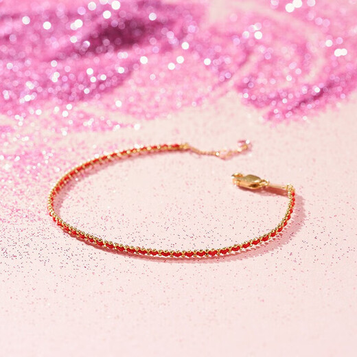 Chao Acer 18K gold bracelet with gold and red bracelet for women, small love rope SCK30003301, about 15cm with tail chain, birthday