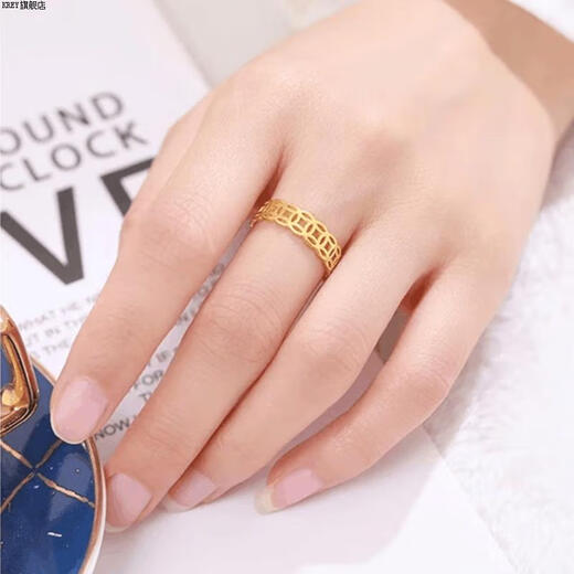 KREY old phoenix gold ring women's pure gold hollow ring wealth rolling copper coin ring coin for girlfriend No. 14
