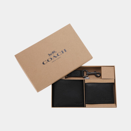 Entrenador (entrenador) [Suministro directo de marca] PAQUETA DE LA CARD DE LA BILLA CORTA CAJA DE PAQUETA MENOS Juego de regalo de cuero negro CS433blk