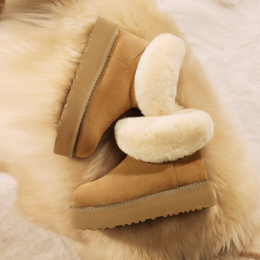 Bestou Mianmian Snow Winter Shopping Mall New Warm Snow Boots Birkenstock Chaussures épaisse semelles Coton pour femmes L5228DD4 Camel 37