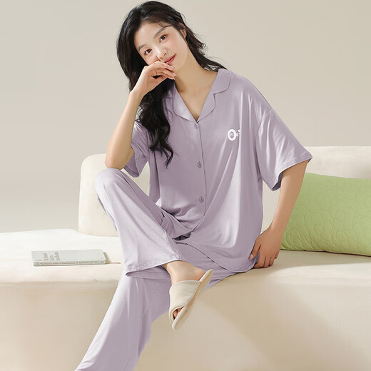 Catman Modal Pyjamas für Frauen in Frühlings- und Sommer-Strickjacken für kurzärmelige Hose große Dünne Hausbekleidungsanzüge von Frauen können außerhalb von 12112 m getragen werden (empfohlenes Gewicht beträgt 90-100 Jin [Jin entspricht 0,5 kg]).