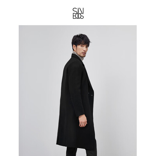 SINBOS2021 new tweed jacket for men mid-length wool coat for men pure wool suit collar double-sided tweed windbreaker black 180