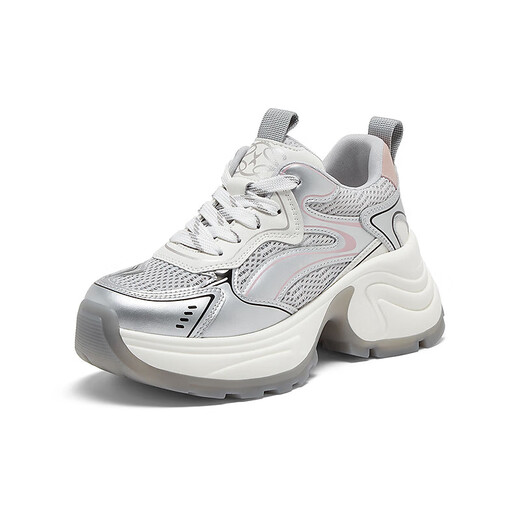 
Best 24 summer fashion trend dad shoes thick sole women's casual shoes A6193BM4 silver/pink 38