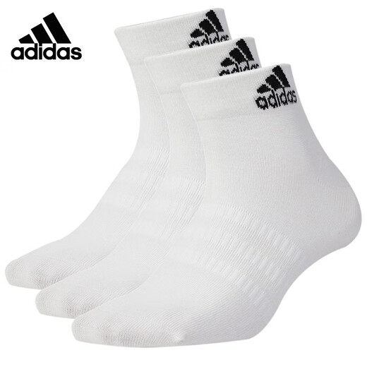 阿迪达斯 （adidas）男袜子女袜子春季时尚训练健身袜子休闲舒适透气毛巾底短袜子 DZ9435/白色/三双装 L-建议 M-建议 39-42码