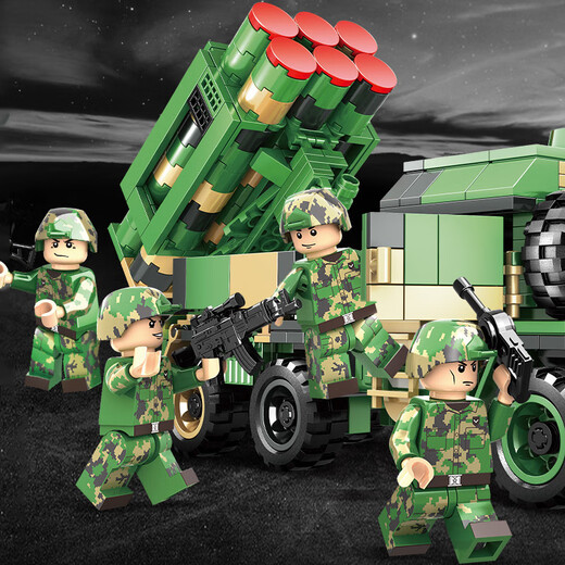 Woma Dongfeng 41 Lanceur de missiles Blocs de construction Hélicoptère Fighter Military Assembly Model Boys Children's Day Toys Toys Hongqi 16 Missile Véhicule 4-en-1 [683 particules]