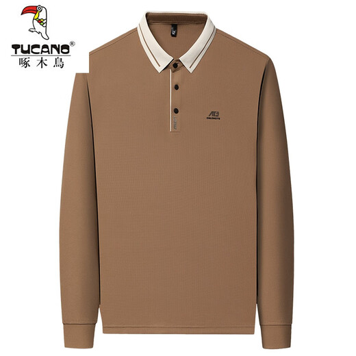 Camiseta de manga larga para hombres Woodpecker 2025 Spring and Autumn New Stye Business Casual Lapel Base Base Shirt Top 16823 Light Green M 165 [sugerido 95-120Jin [Jin equivale a 0.5 kg]]]