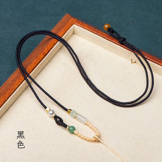 CHUXIANG hand-woven knotted jade pendant lanyard Guanyin Pixiu Jade Buddha pendant rope men and women necklace with rope silver gray B02-104 S19